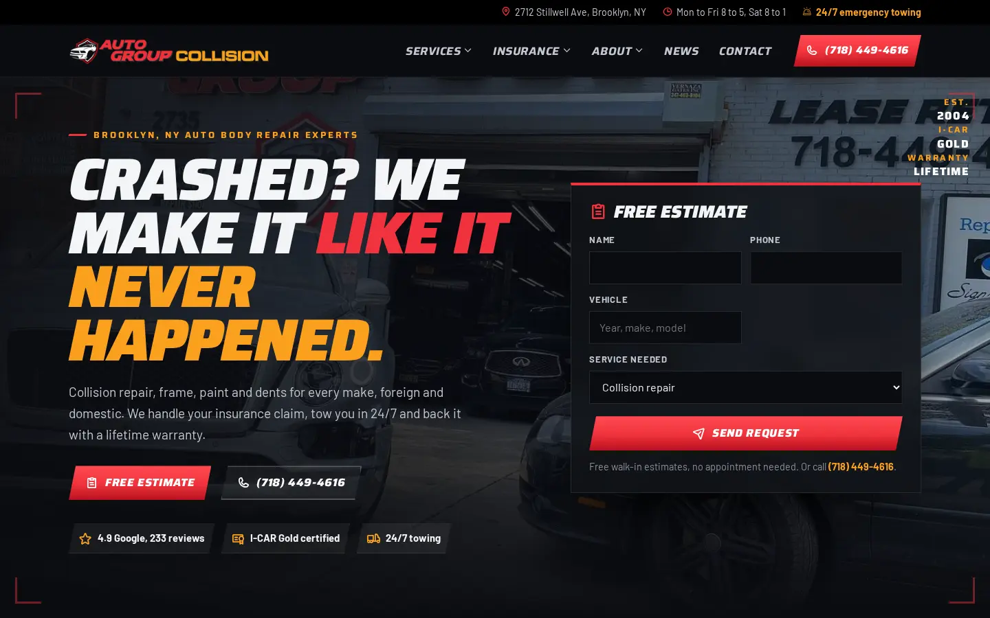 Auto Group Collision website