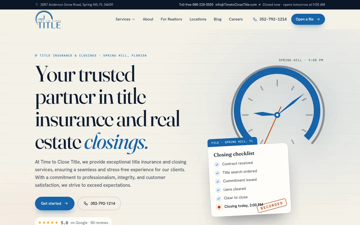 Time to Close Title website